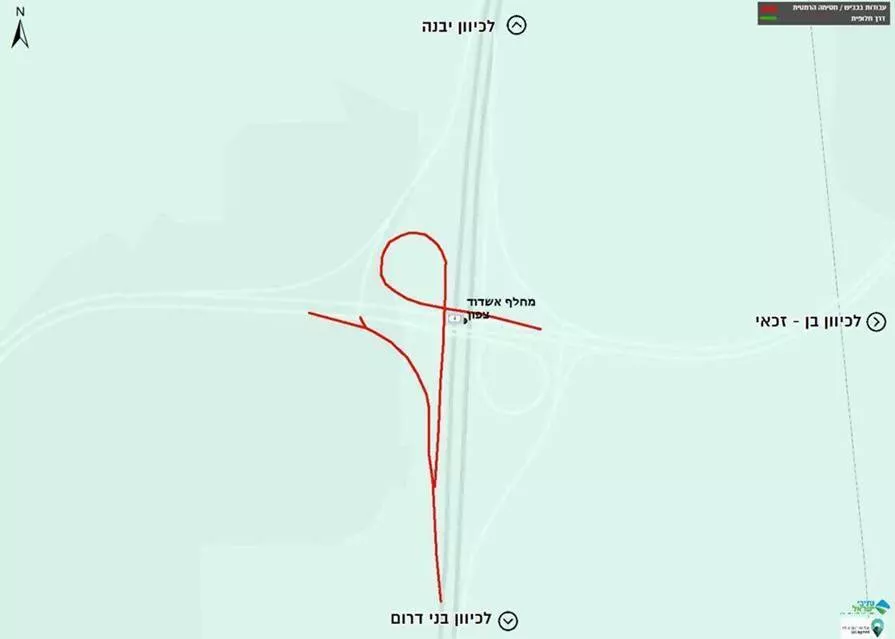 הרמפות ממחלף אשדוד צפון לכיוון דרום ייחסמו לתנועה
